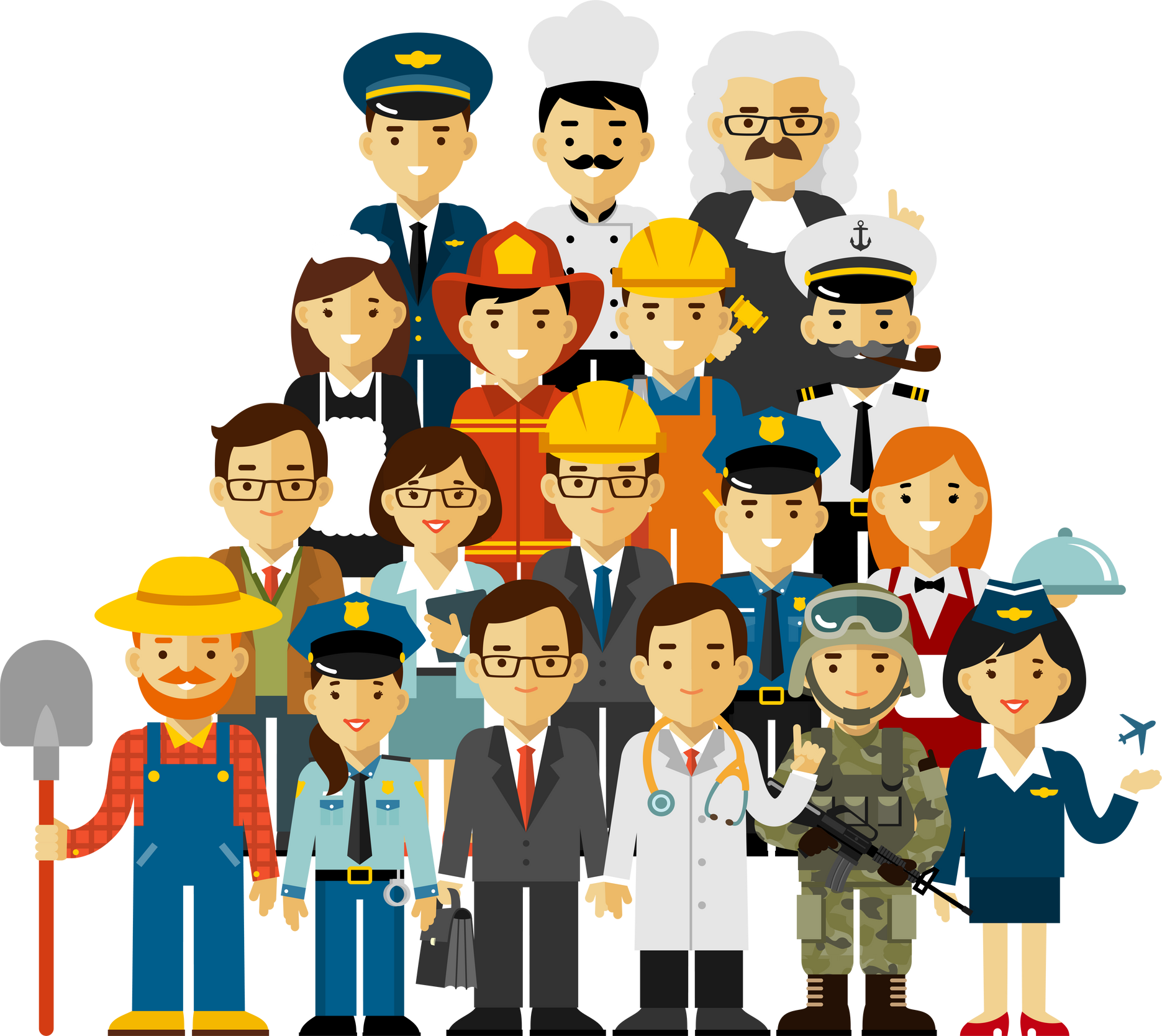 Group Crowd of People of Different Professions, Occupations, Employment, Jobs, Career. International Labor Day