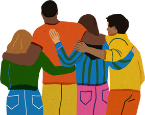 Handdrawn Freeform Vibrant POC Friends Hugging